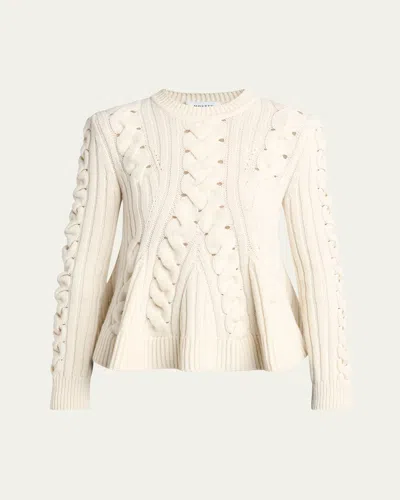 ALEXANDER MCQUEEN PEPLUM CABLE-KNIT WOOL CASHMERE SWEATER