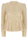 Alexander Mcqueen Wool And Cashmere Cable Sweater Clothing In White