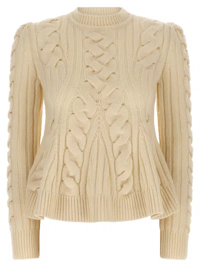 ALEXANDER MCQUEEN PEPLUM CABLE SWEATER