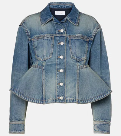 ALEXANDER MCQUEEN PEPLUM DENIM JACKET