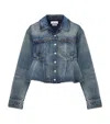 Alexander Mcqueen Stonewashed Denim Peplum Jacket In Blue