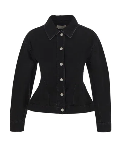 ALEXANDER MCQUEEN ALEXANDER MCQUEEN BUTTON UP PEPLUM DENIM JACKET