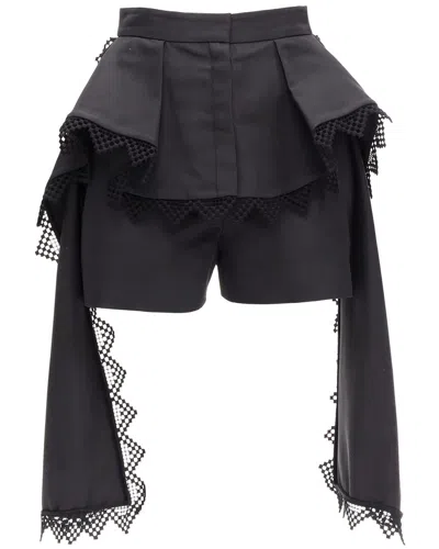 Pre-owned Alexander Mcqueen Peplum Draped Short In Black/black