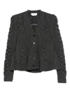 Alexander Mcqueen Peplum-hem Cable-knit Cardigan In Gray