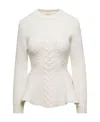 Alexander Mcqueen Peplum-hem Cable-knit Jumper In White