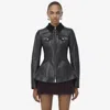 Alexander Mcqueen Peplum Leather Jacket In Black