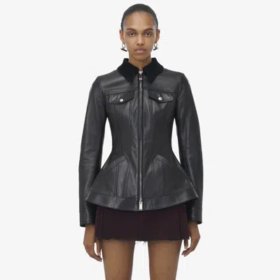 ALEXANDER MCQUEEN PEPLUM LEATHER JACKET