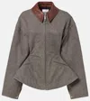 Alexander Mcqueen Cotton Canvas Peplum Jacket In Grey