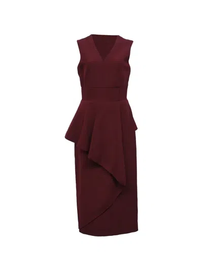 Pre-owned Alexander Mcqueen Peplum Midi Dress In Red