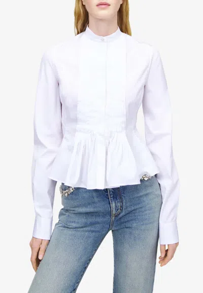 Alexander Mcqueen Peplum Shirt With Front Bib In White