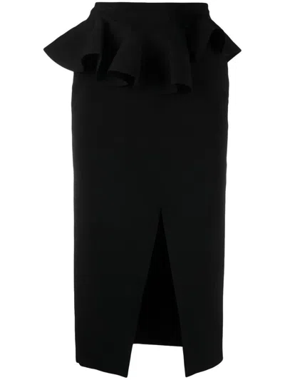 Alexander Mcqueen Peplum Waist Pencil Skirt In Black
