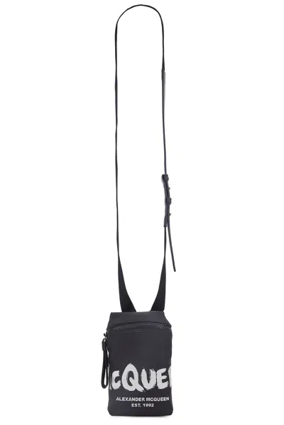 Alexander Mcqueen Phone Holder In Black & Off White