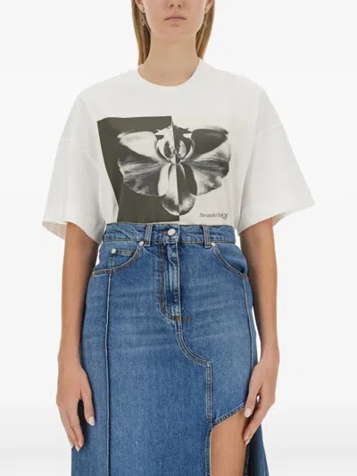 Alexander Mcqueen Alexander Mc Queen Photographic Orchid T Shirt In White