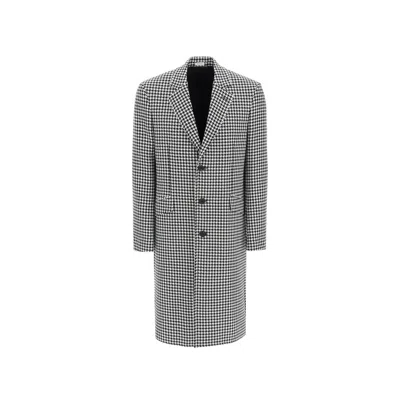 Alexander Mcqueen Pied-de-poule Wool Coat Men In Black