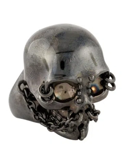 Pre-owned Alexander Mcqueen Pierced Skull Cocktail Ring In Multicolor