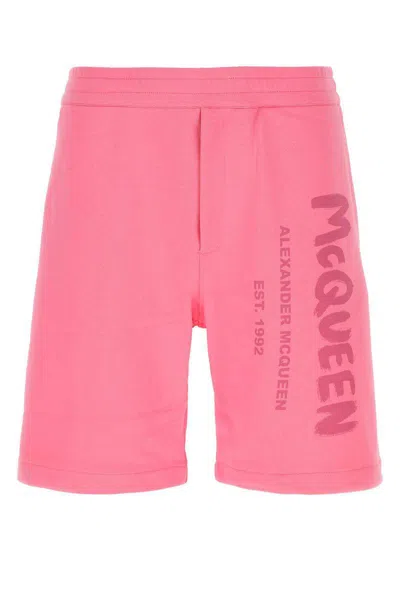 Alexander Mcqueen Pink Cotton Track Pants In Sugar Pink