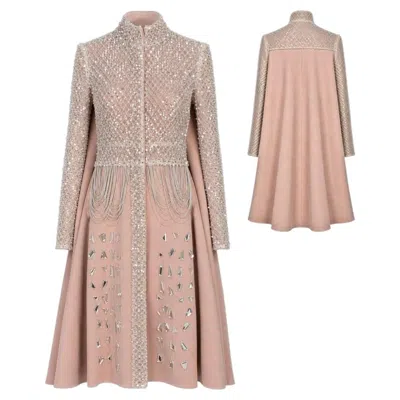 Pre-owned Alexander Mcqueen Pink Embellished Coat Fall/winter 2016 Size 38it