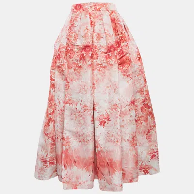 Pre-owned Alexander Mcqueen Pink Floral Print Synthetic Long Skirt M