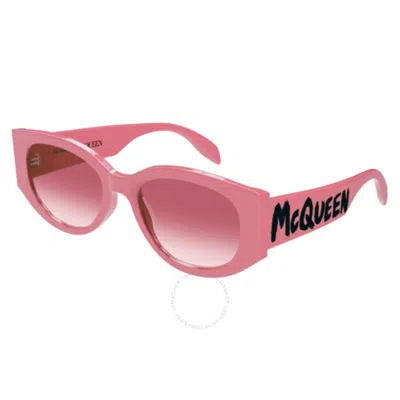 Alexander Mcqueen Pink Gradient Oval Ladies Sunglasses Am0330s 007 54