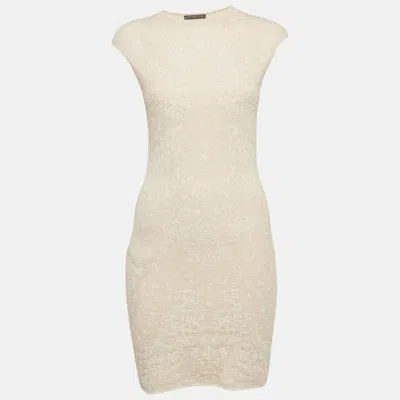 Pre-owned Alexander Mcqueen Pink Jacquard Knit Mini Bodycon Dress Xs