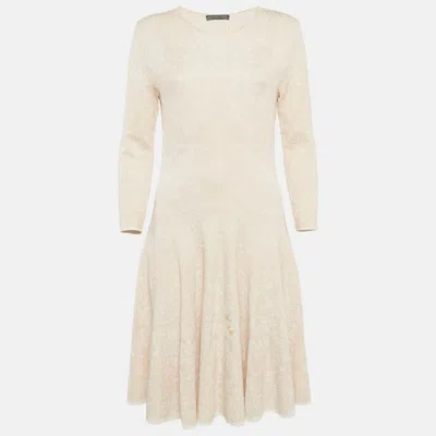 Pre-owned Alexander Mcqueen Pink Jacquard Knit Mini Dress L