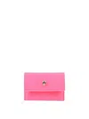 ALEXANDER MCQUEEN PINK LEATHER CLIP CLOSURE CARD HOLDER FOR WOMEN
