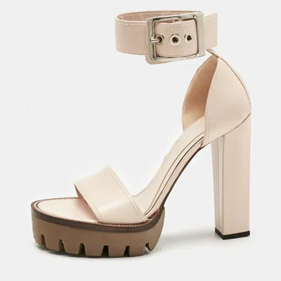Pre-owned Alexander Mcqueen Pink Leather Platform Sandals Size 40