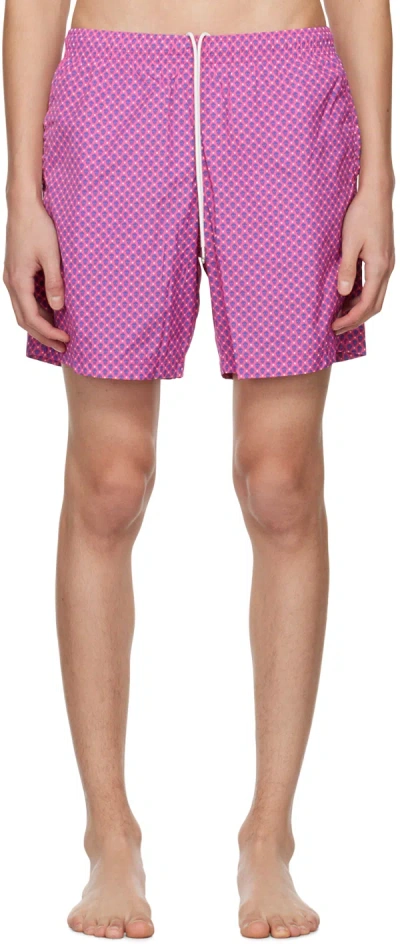 Alexander Mcqueen Pink Polka Dots Skull Swimsuit In 5868 Roseate/blue