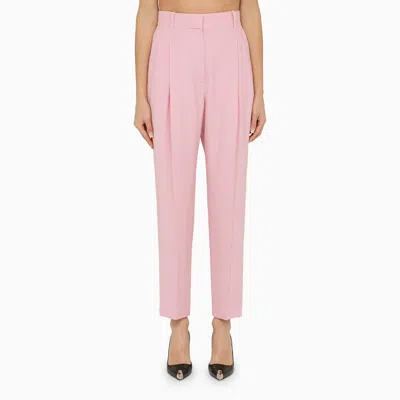 ALEXANDER MCQUEEN ALEXANDER MCQUEEN PINK REGULAR TROUSERS WITH PLEATS WOMEN