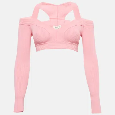 Pre-owned Alexander Mcqueen Pink Rib Knit Crop Top Xs
