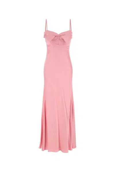 Alexander Mcqueen Long Satin Dress Spaghetti Straps In Pink