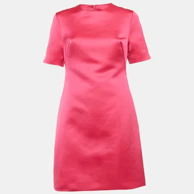 Pre-owned Alexander Mcqueen Pink Satin Zip Detail Mini Dress M