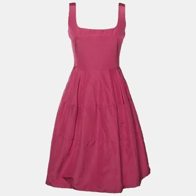 Pre-owned Alexander Mcqueen Pink Silk Faille Flared Mini Dress S