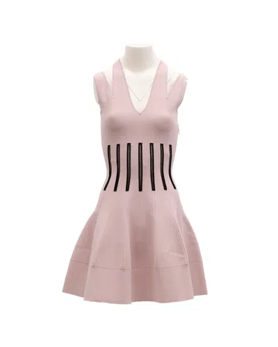 Alexander Mcqueen Striped Viscose Dress In Pink