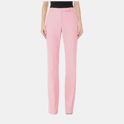 Pre-owned Alexander Mcqueen Pink Wool-blend Flared Trousers L (it 44)
