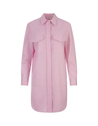 Alexander Mcqueen Pink Wool Mini Dress