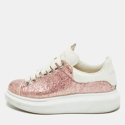 Pre-owned Alexander Mcqueen Pink/white Pvc And Glitter Oversized Lace Up Sneakers Size 36.5