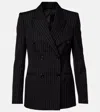 Alexander Mcqueen Pinstripe Double-breasted Wool Blazer In Black