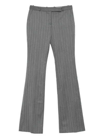 Alexander Mcqueen Pinstripe Flared Trousers In Gray
