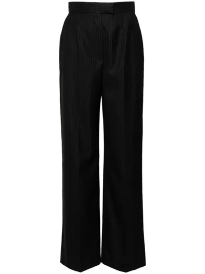 Alexander Mcqueen Pinstripe High-waisted Trousers In Blue