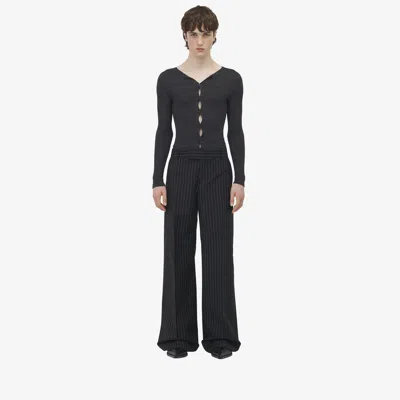 Alexander Mcqueen Mcqueen Wool & Mohair Pinstripe Pants In Black