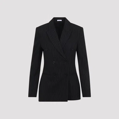 Alexander Mcqueen Pinstripe Lurex Wool Double Breasted Jacket In Black