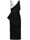 Alexander Mcqueen Pinstripe Draped Wool Midi Dress In 灰色