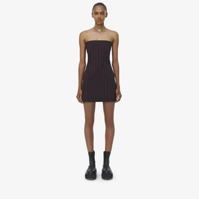 Alexander Mcqueen Pinstripe Mini Dress In Black Burgundy