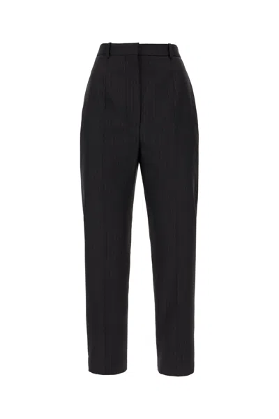 Alexander Mcqueen Embroidered Wool Trousers In Grey