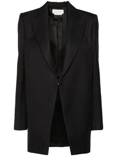 Alexander Mcqueen Pinstripe Pattern Blazer In 灰色