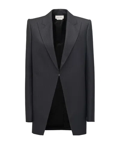 Alexander Mcqueen Pinstripe Pattern Blazer In Black