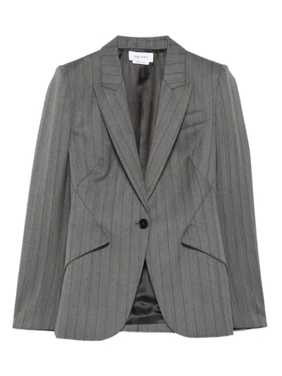 Alexander Mcqueen Pinstripe Single-breasted Jacket In Gray