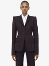 Alexander Mcqueen Pinstripe Single-breasted Jacket In Black Burgundy