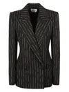 Alexander Mcqueen Pinstripe Tailored Jacket With Double-breasted Front In Black